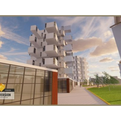 3 torres de oficinas emplazado en contenedores normalizados