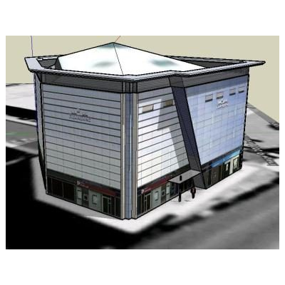 Vivienda para oficinas y comercio en 3d
