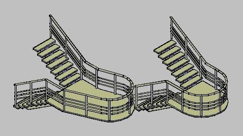 escalier métallique 3D