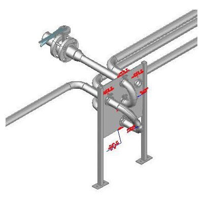 Intercambiador de flujos con telefonos 3d en acero inox espesor 3mm