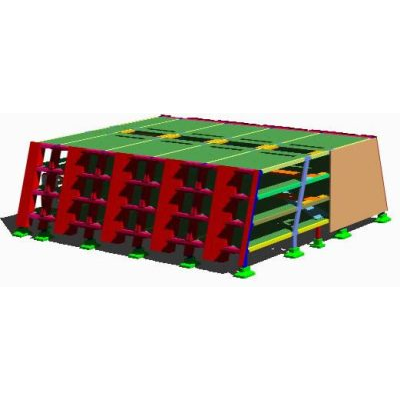 Modelo 3d de despiece de modulo de 48 habitaciones prefabircado dwg