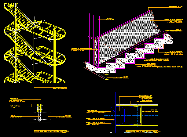 détail de l'escalier métallique