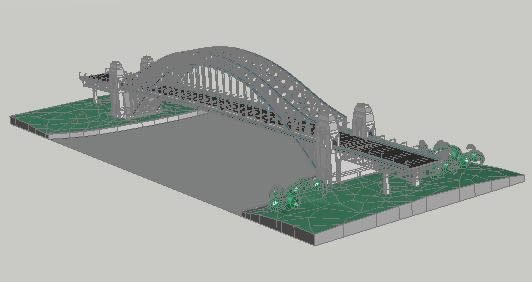 Puente en arco metalico 3d