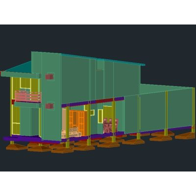 Modelo de vivienda isometrica-3d en dos plantas