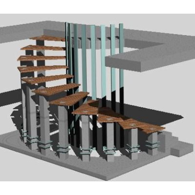 Escalera de madera 3d