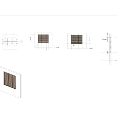 Ventana de celosia; vidrio y aluminio