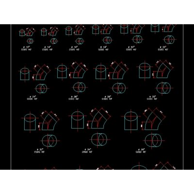 Codos 45g acero en dimensiones  milimetros