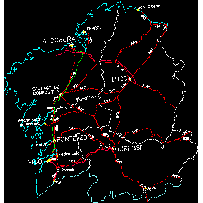 Mapa de la comunidad de galicia; espana