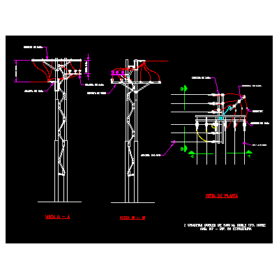 Metal structure for 90 angle double horizontal circuit