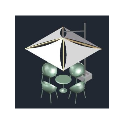 Table with umbrella 3d