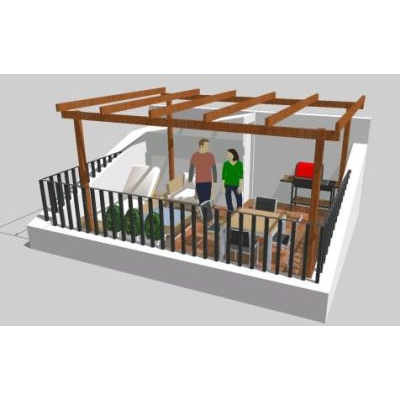 Terraza Moderna con Pergolado