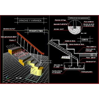 Detalle constructivo grada_baranda 3d