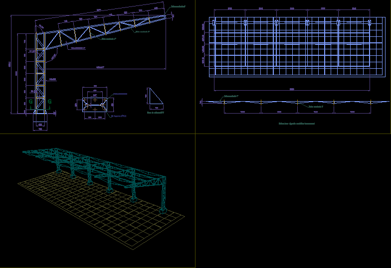 Structure pour couverture d'atelier mécanique