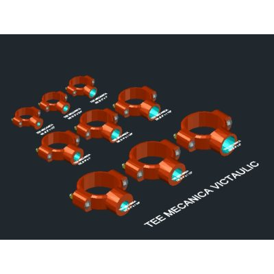 Tee mecanica reductora en 3d de 2