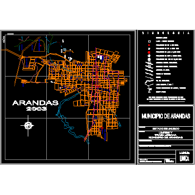 Plano de la pequena ciudad de arandas en jalisco