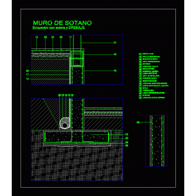 Muro de sotano con drenaje