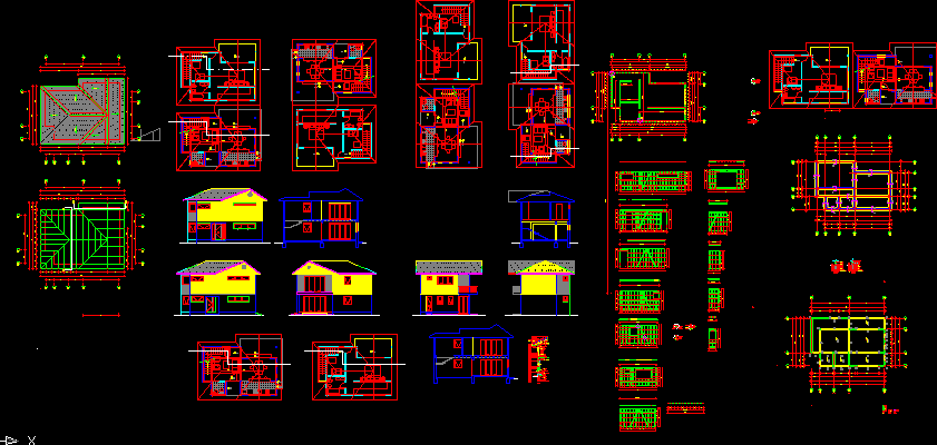 Casa: planos de estructura; detalle tabiques; corte escantillon