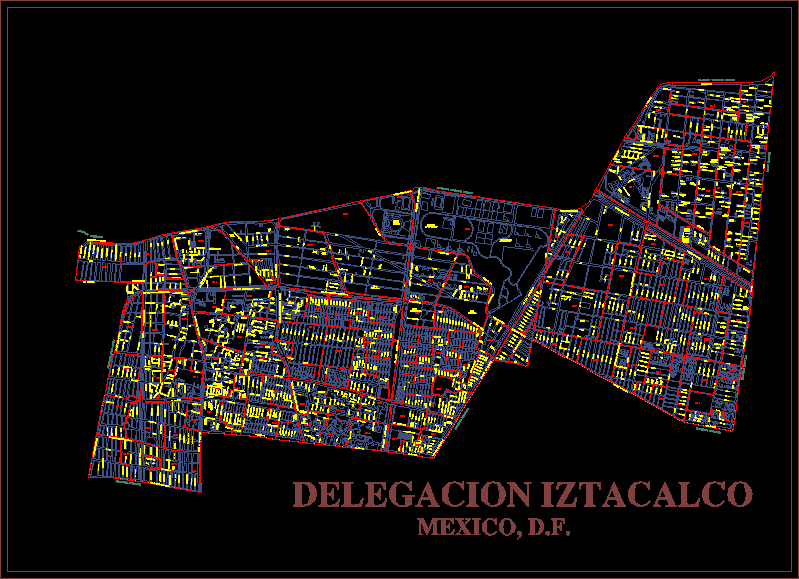 carte du district d'Iztacalco au Mexique; df