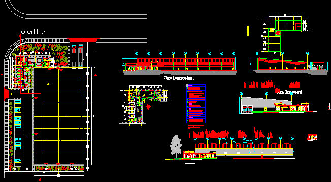 Plans architecturaux d'entrepôt industriel et de bureaux