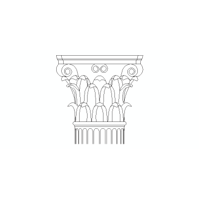 Bloque AutoCAD de Capitel Columna de Estilo Corintio