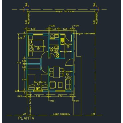 Plano de una vivienda Unifamiliar en Argentina