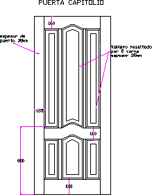 porta de madeira em elevação