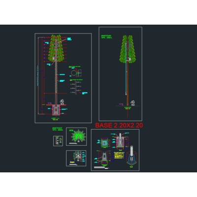 Monoposte de 27m de alto con mimetizado tipo arbol