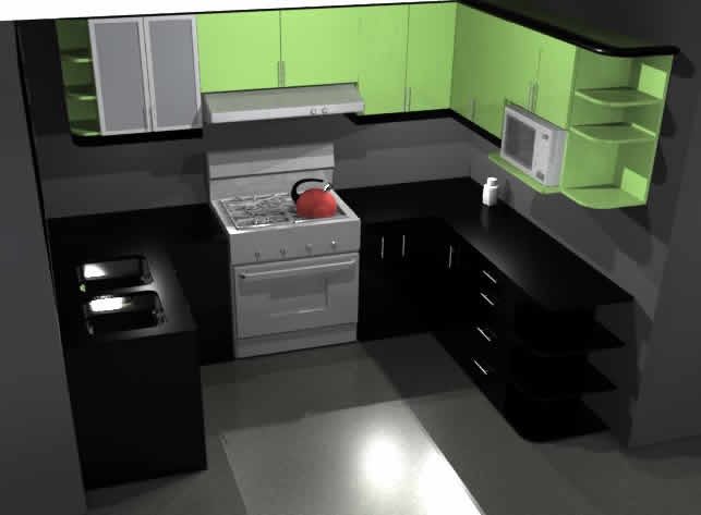 Küche in Mehrfamilienwohnung - 3d