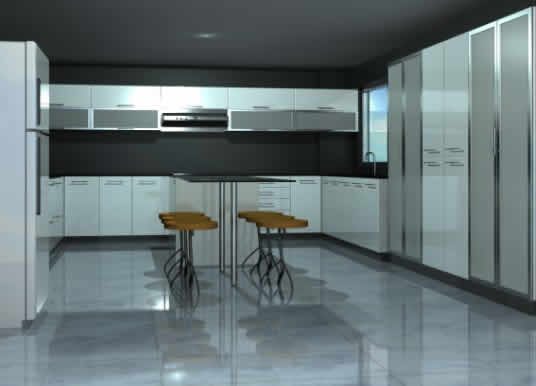Cozinha no apartamento 3d