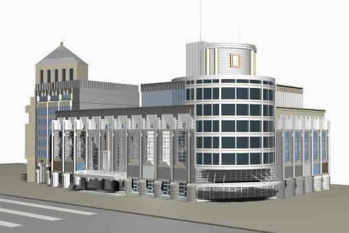 edifício renderizado em 3D