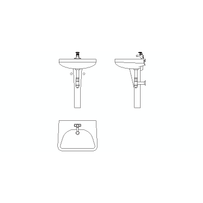 Lavabo De Pedestal Con Griferia, Vistas Completas