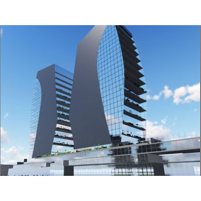 Financial center building; glass facade
