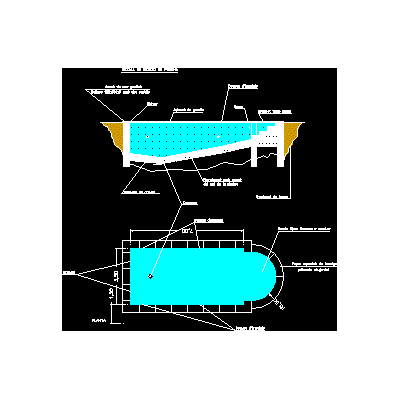 Destalle constructivo de piscina de 7x3;5m