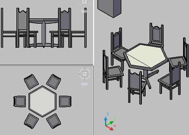 mesa de jantar hexagonal