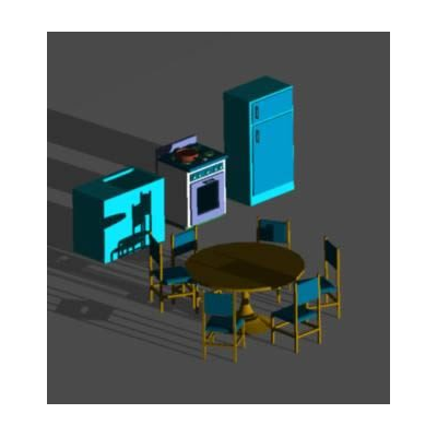 Equipamiento de cocina en 3d