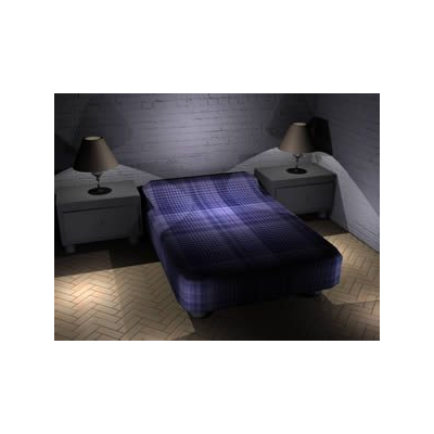 Dormitorio 3d con materiales aplicados
