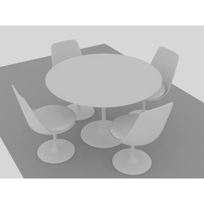 Mesa redonda y sillas 3d