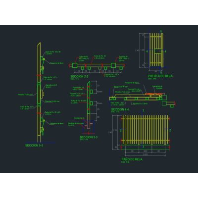 Bloques en  de rejas metalicas y detalles constructivos max