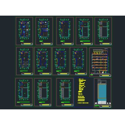 Plano de un edificio multiuso de 8 plantas