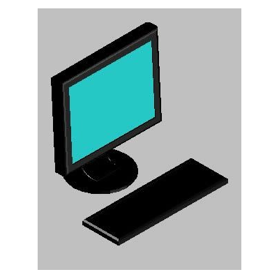 Computer and keyboard in 3d