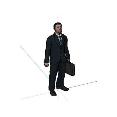Oficinista 3D de perfil con maletín
