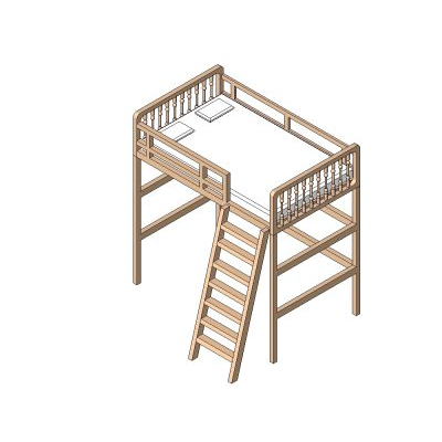 Cama alta de madera