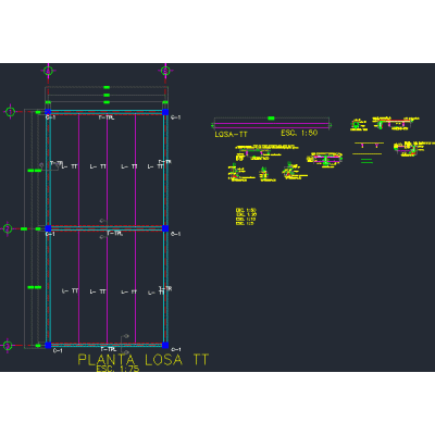 Losa mediante sistema doble tt dwg