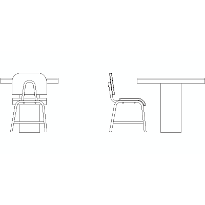 Silla Con Mesa En Alzados Posterior Y Lateral