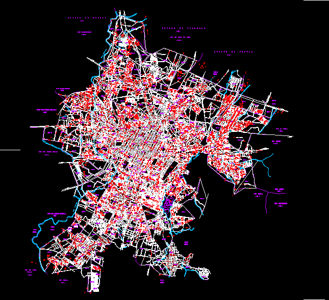 Mapa topográfico de Puebla; México