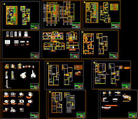 Conjunto de plantas de casas 2 níveis
