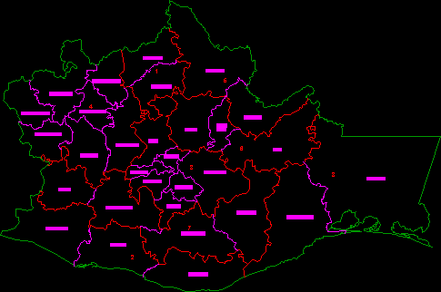 Karte des Bundesstaates Oaxaca