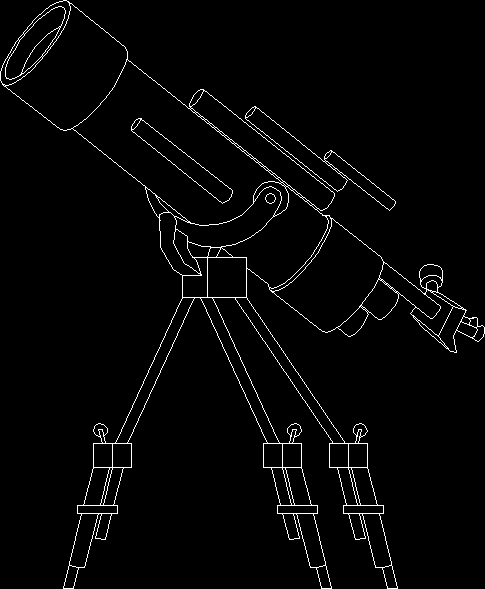 visão frontal do telescópio