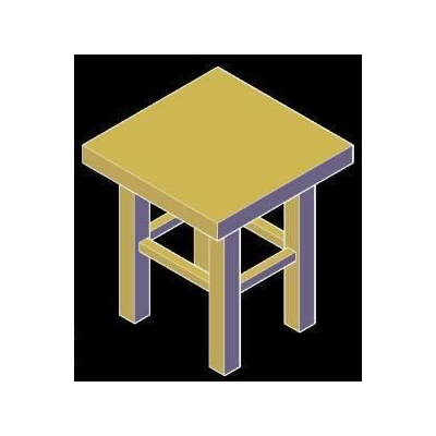 Rustic Square Table in 3D