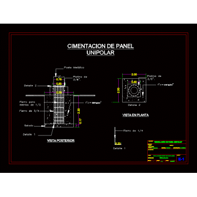 Cimentacion de panel unipolar